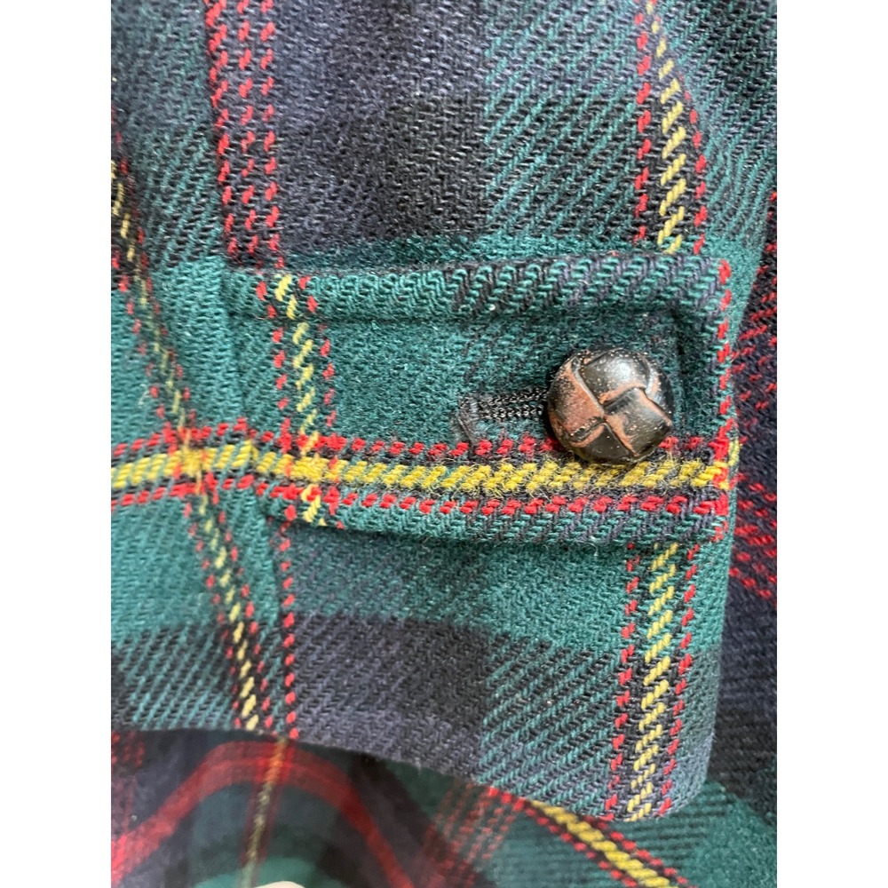 VINTAGE‎ MENS PENDLETON PLAID WOOL COAT WITH FAUX FUR COLLAR - Picture 10 of 16